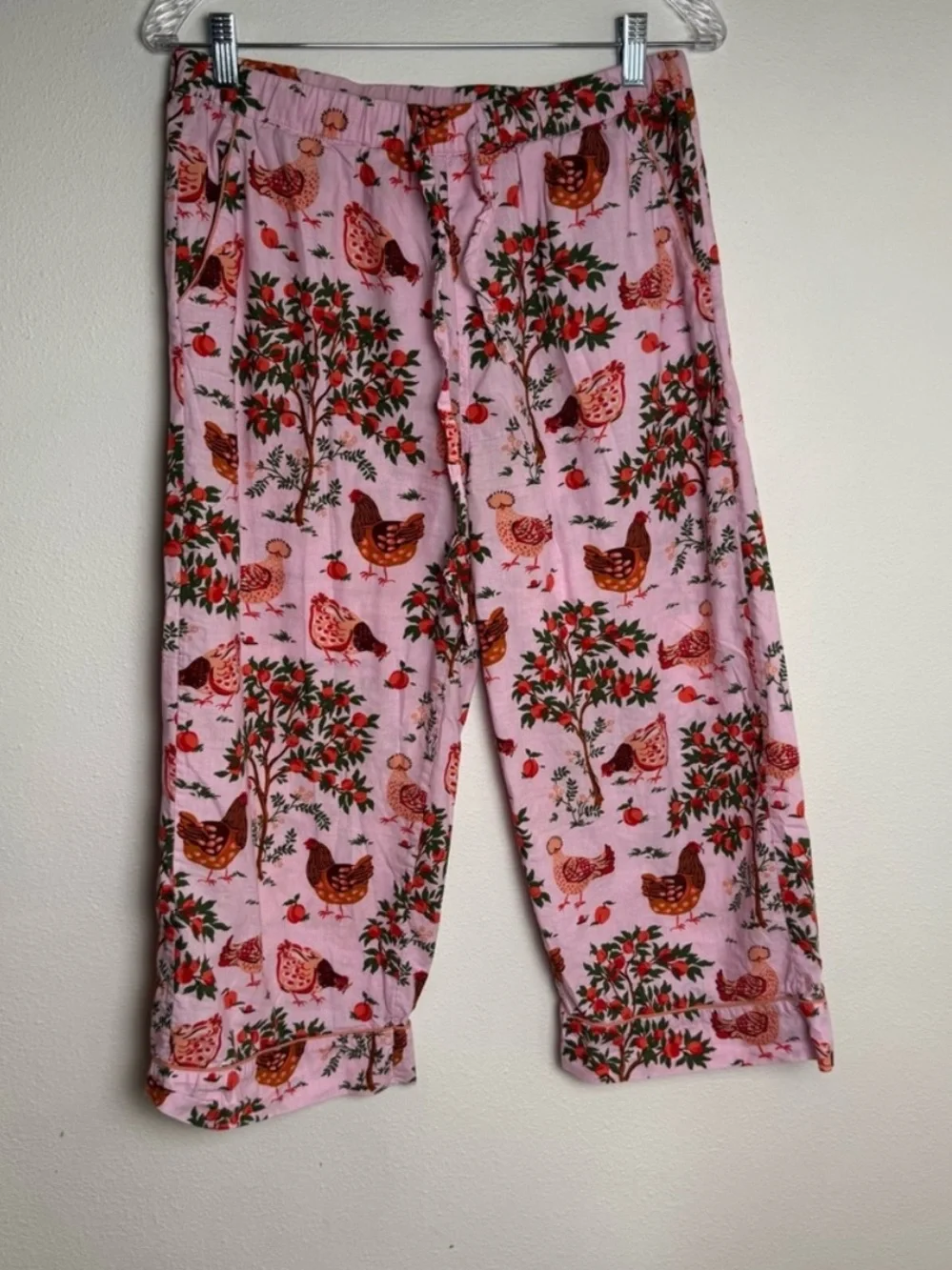 Print Fresh Hen House Organic Cotton Pajama Set Short Sleeve & Pants Pink Size S - Picture 10 of 16